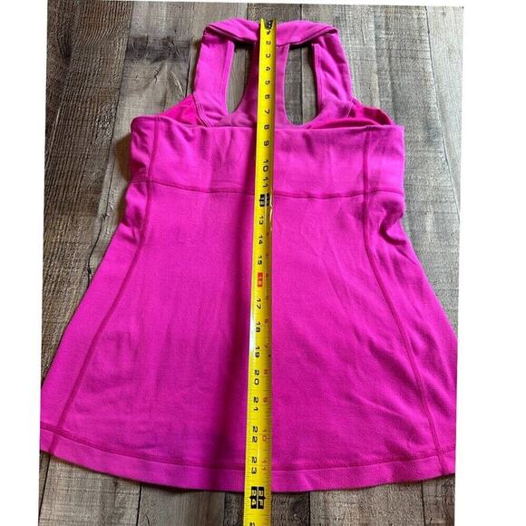 Lululemon Tank Top Magenta Scoop Mesh Racer T- Back Built in Shelf Bra | Size 6 - Picture 5 of 14